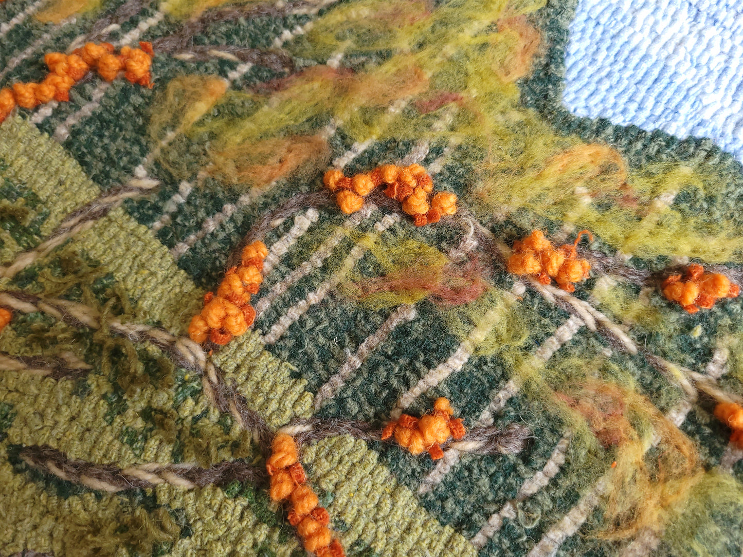 Bittersweet - 29" x 40" - hooked art - as seen in Rug Hooking Magazine