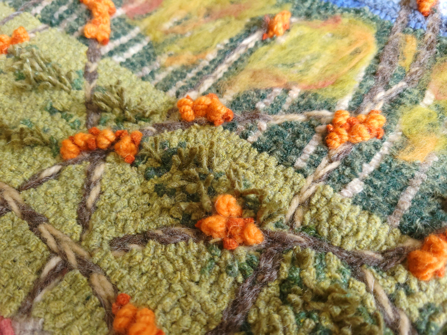 Bittersweet - 29" x 40" - hooked art - as seen in Rug Hooking Magazine