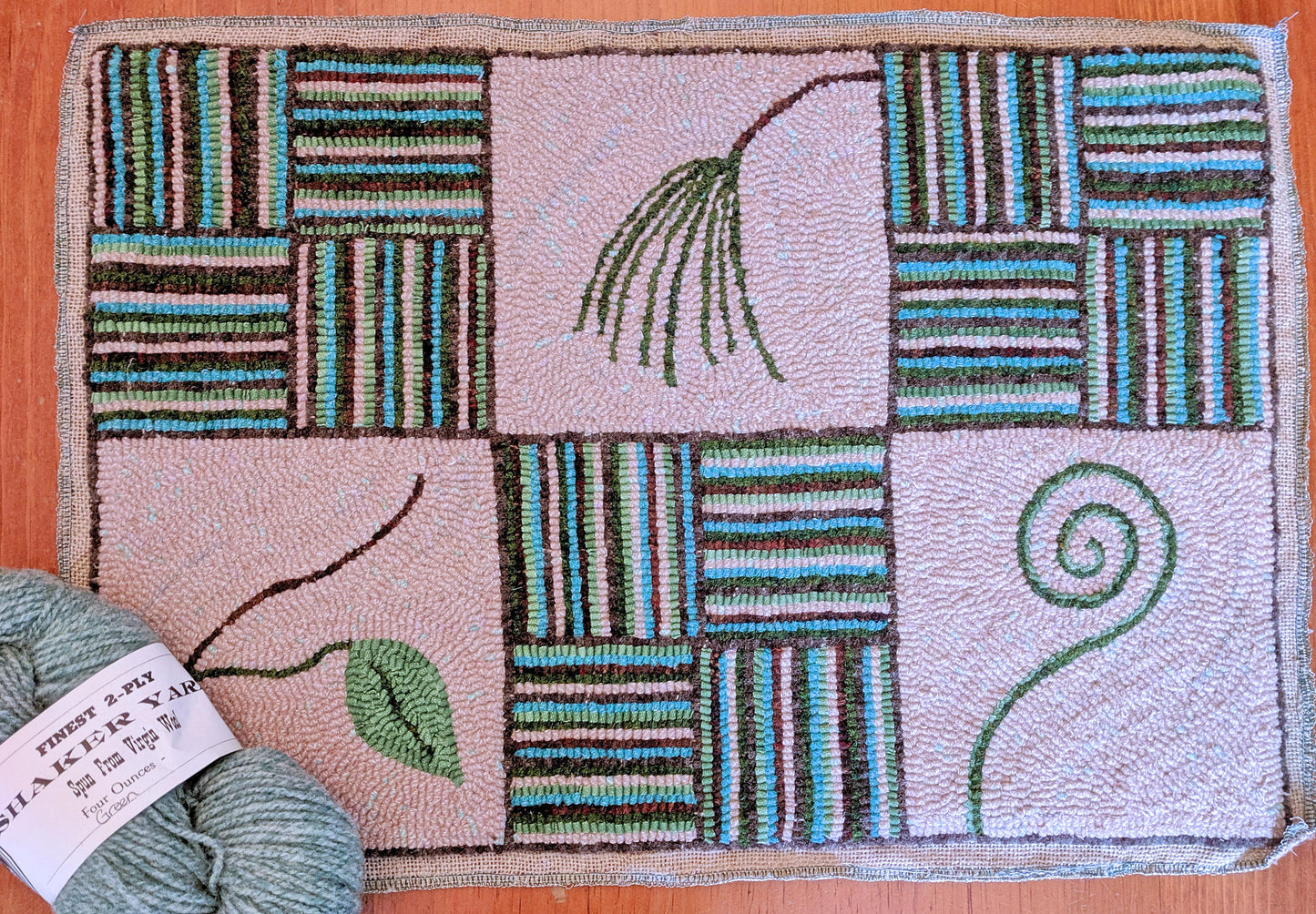 Maine Hit or Miss - 16" x 24" - hooked art - as seen in Heritage Skills for Contemporary Life