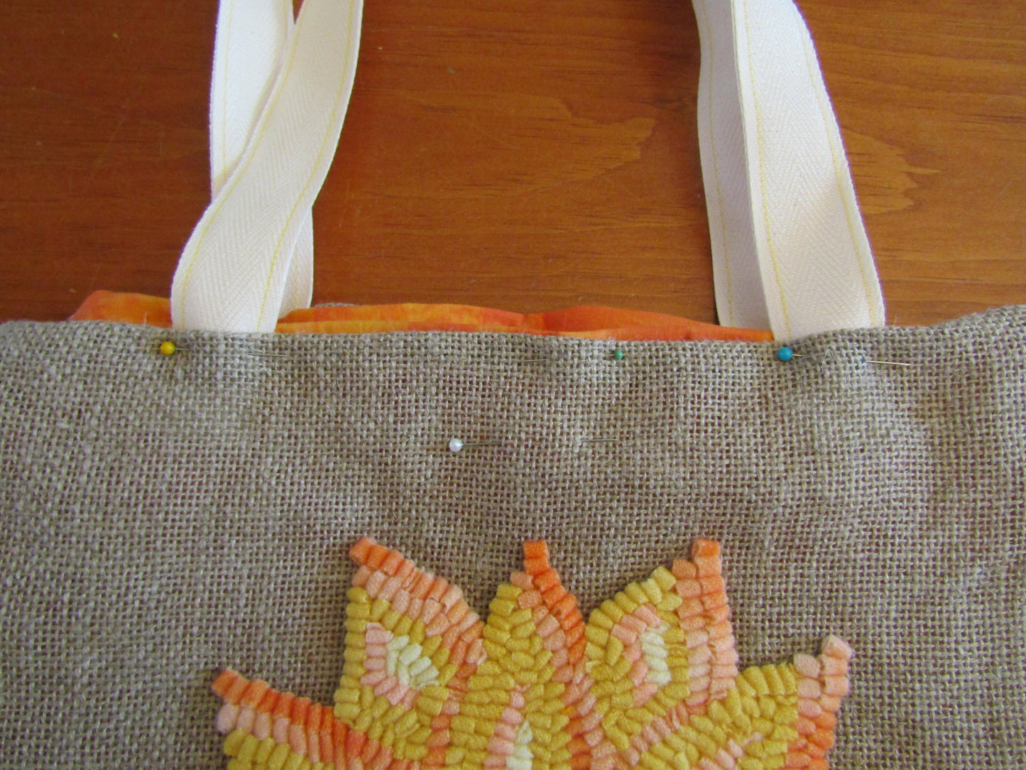 Evening Sunflower tote bag - 14" x 16" - functional art - seen in Heritage Skills for Contemporary Life