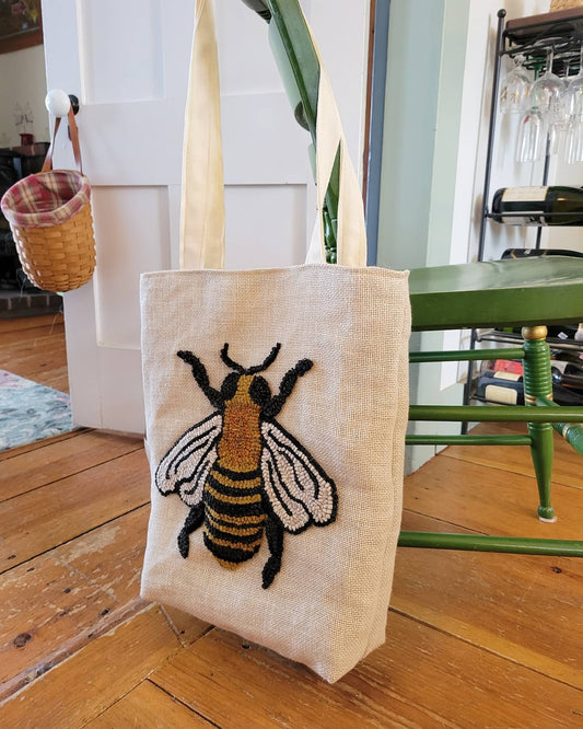 Honeybee tote bag - 14" x 16" - functional art