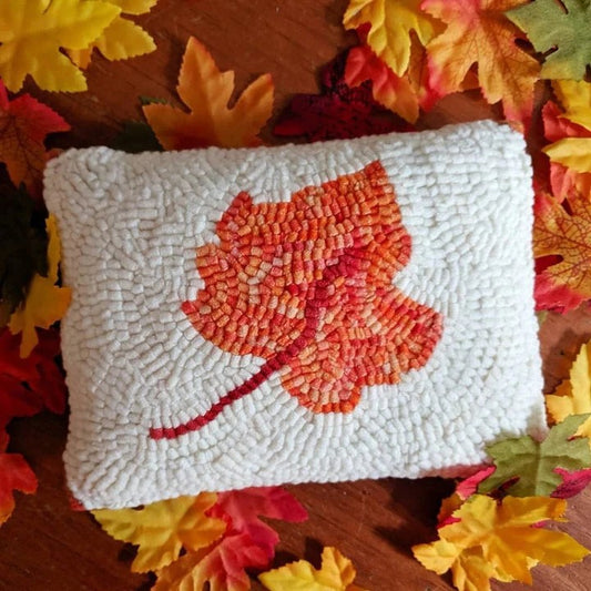 Fall Leaf Buckwheat Pillow - 5" x 7" - hooked decor